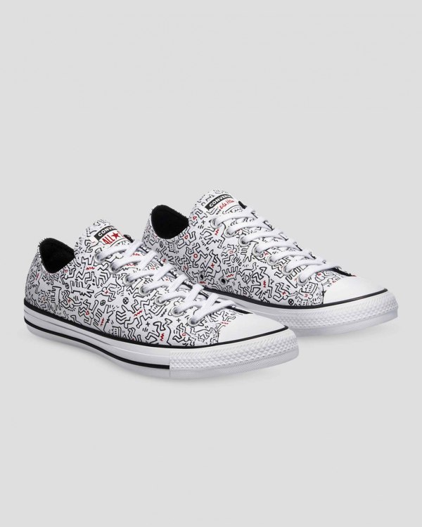 Converse X Keith Haring Chuck Taylor All Star Hvide Sort Rød Sko Danmark - Converse Lave Sneakers He